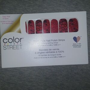 Color Street Nail Polish Strips Glittery Red With Hearts